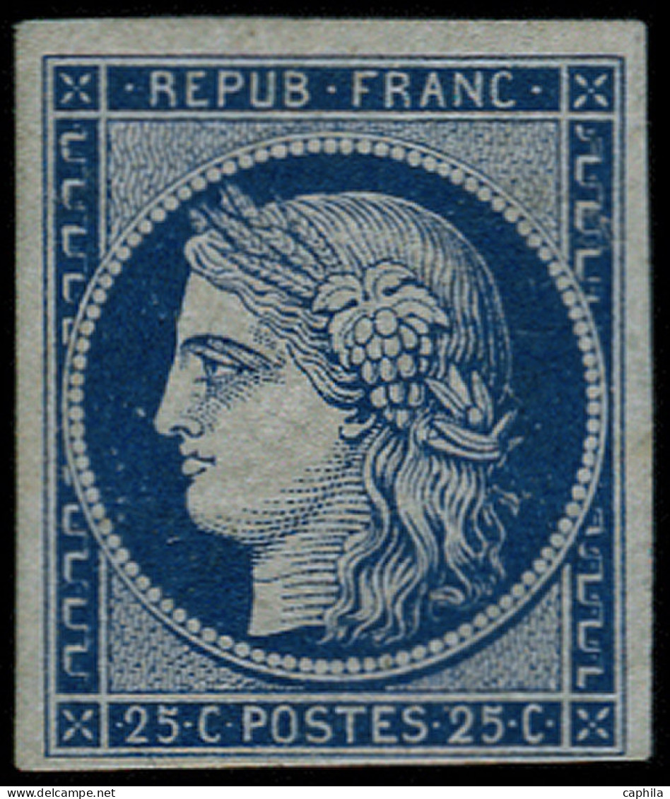 (*) FRANCE - Poste - 4a, Marges Intactes, Signé + Certificat Calves: 25c. Bleu Foncé - 1849-1850 Ceres