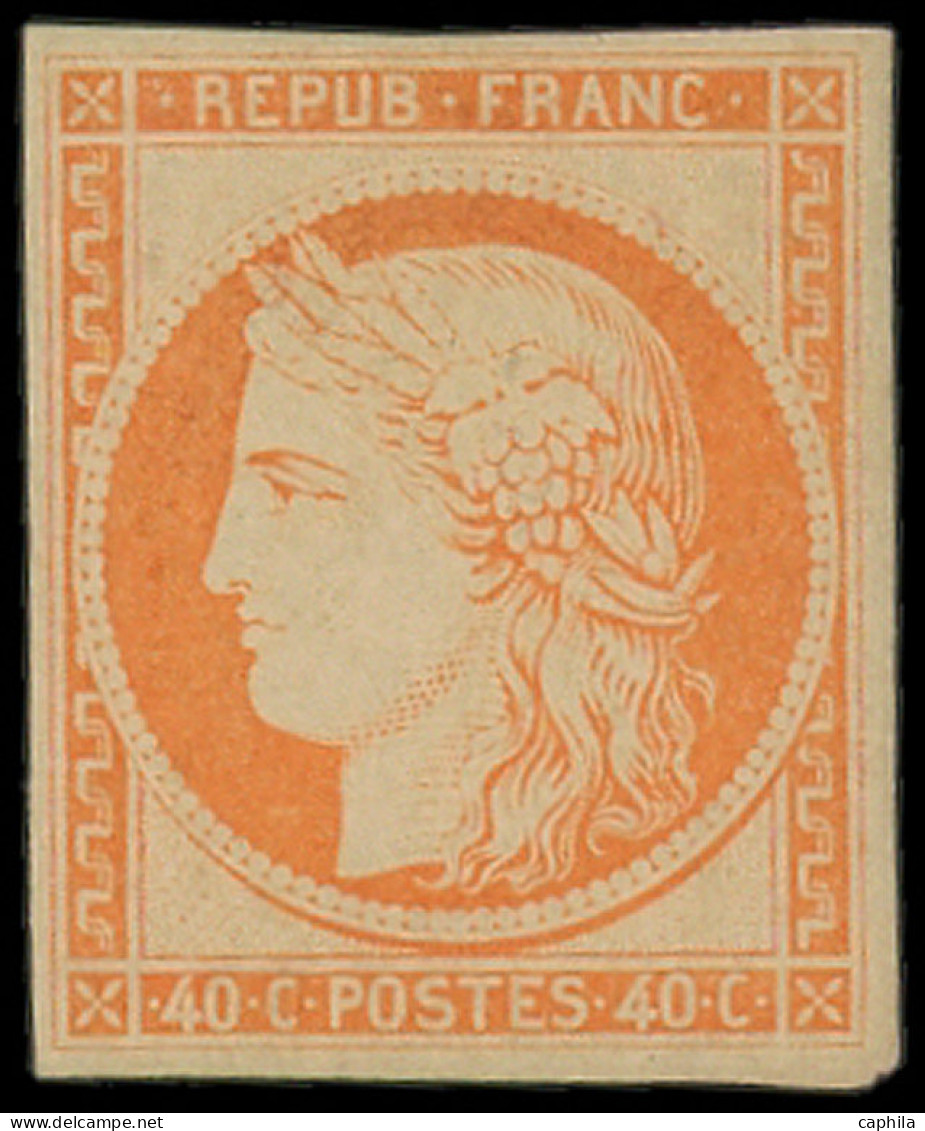 * FRANCE - Poste - 5g, Réimpression De 1862, Signé Roumet: 40c. Orange - 1849-1850 Ceres