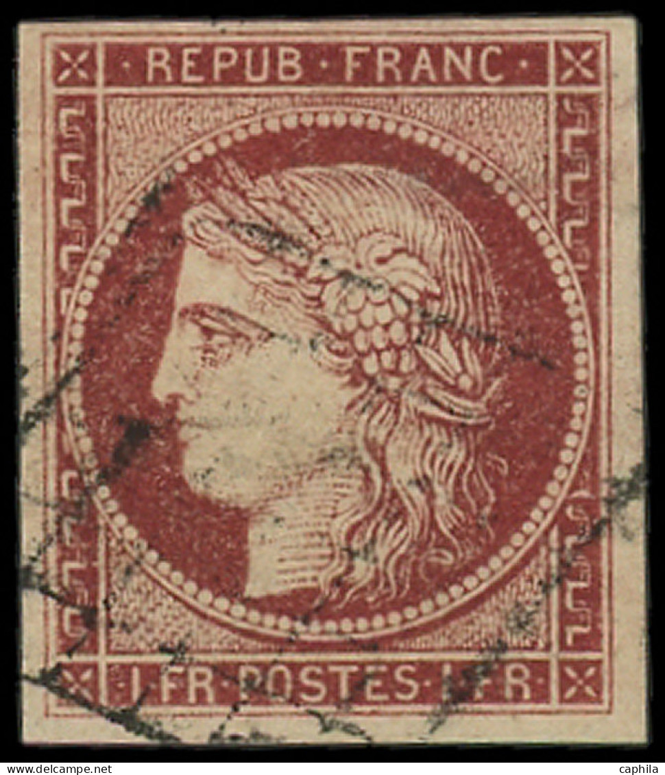 O FRANCE - Poste - 6, Signé Calves, Belles Marges: 1f. Carmin - 1849-1850 Ceres