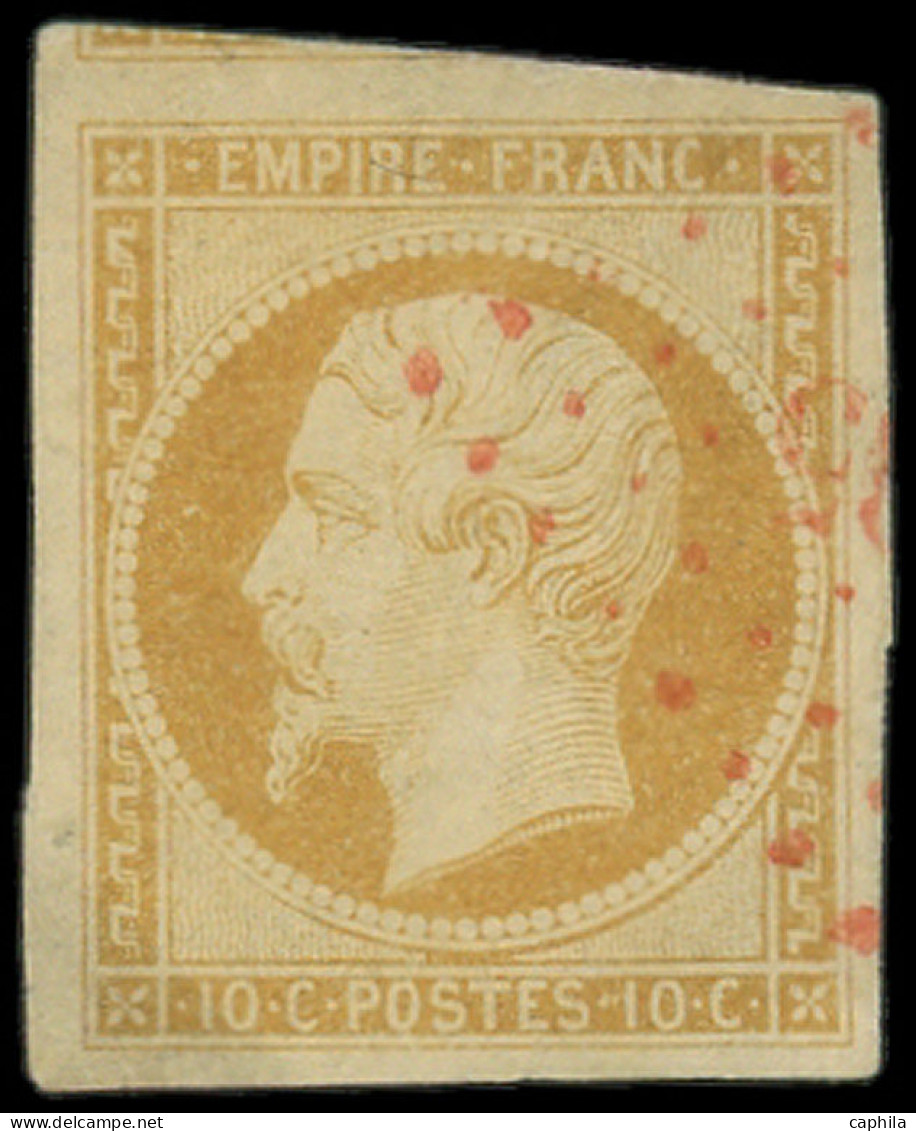 O FRANCE - Poste - 13A, Oblitération PC Rouge, Belles Marges Dont Voisin: 10c. Bistre - 1853-1860 Napoléon III