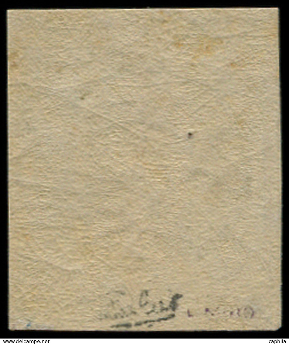 * FRANCE - Poste - 15, Signé Calves Et Miro, Certificat Cérès: 25c. Bleu - 1853-1860 Napoléon III
