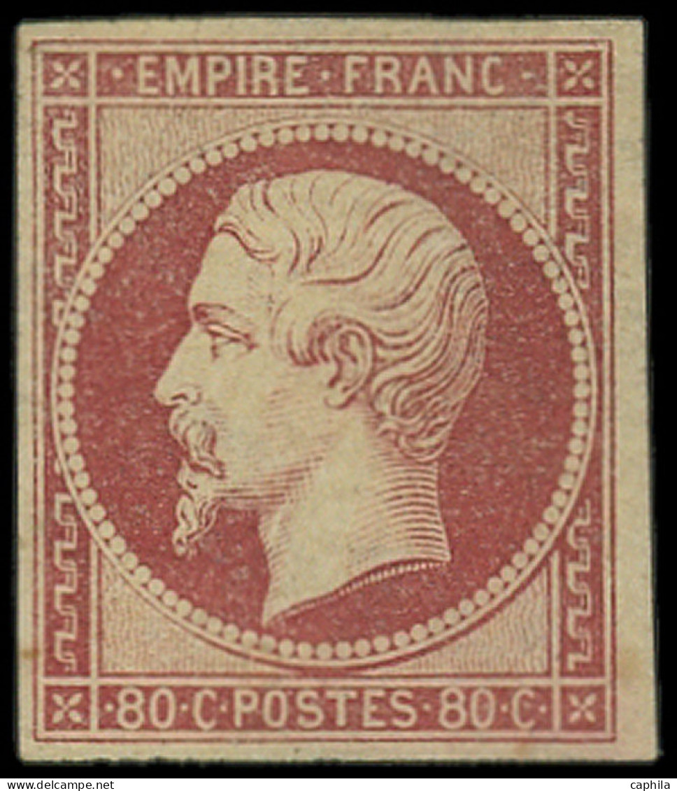 * FRANCE - Poste - 17Ab, Bel Exemplaire, Signé + Certificat Calves: 80c. Carmin-rose - 1853-1860 Napoléon III.