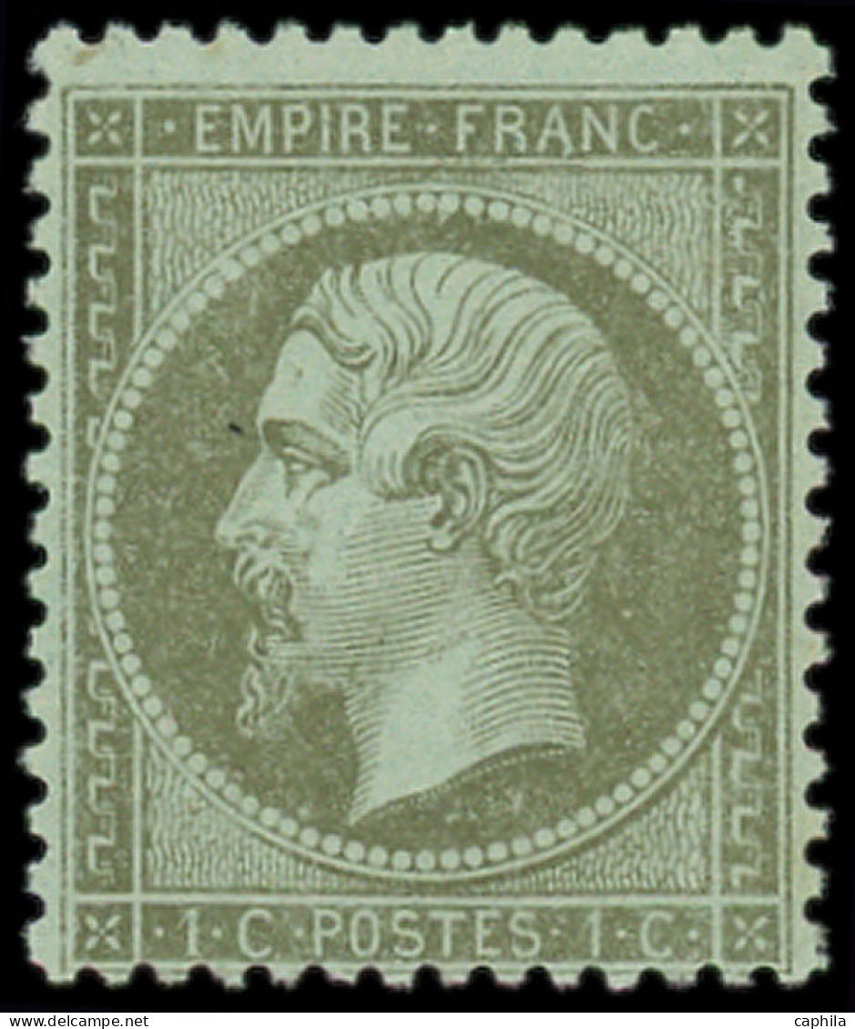 ** FRANCE - Poste - 19, Signé Scheller: 1c. Vert-olive - 1862 Napoléon III.