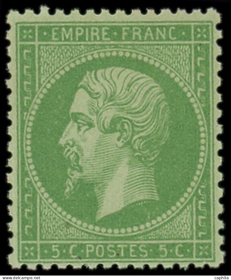 ** FRANCE - Poste - 20, Signé Scheller, Bon Centrage (1 Pt Dans La Gomme): 5c. Vert - 1862 Napoleon III