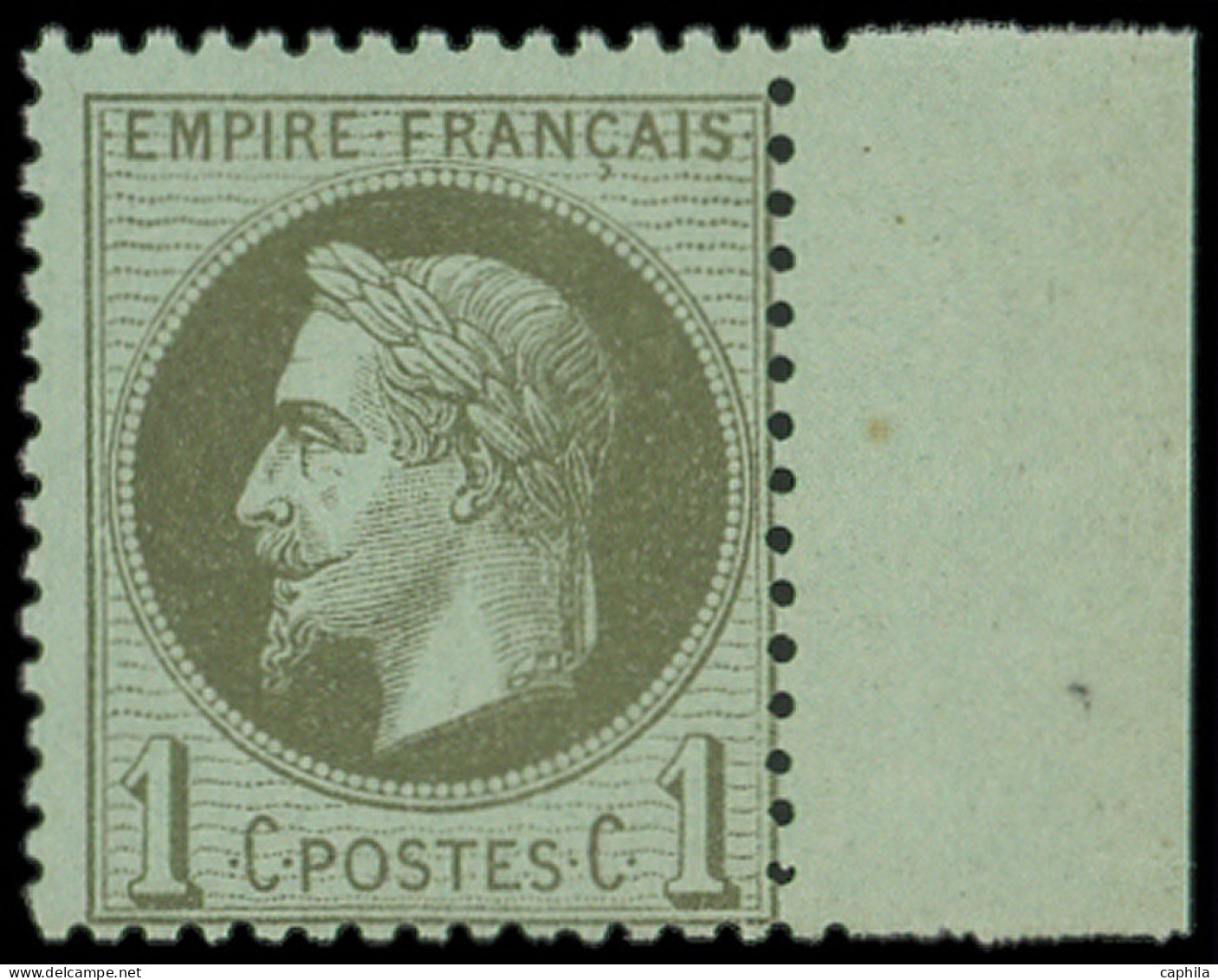 ** FRANCE - Poste - 25, Signé Calves, Bdf: 1c. Vert-bronze - 1863-1870 Napoléon III Lauré