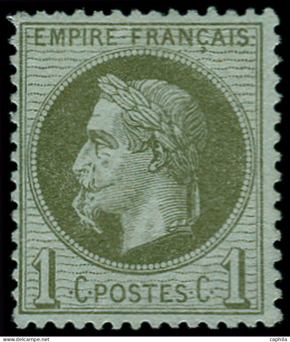 * FRANCE - Poste - 25b, "à La Cigarette", Signé Calves, Gomme Non Originale: 1c. Vert-bronze - 1863-1870 Napoléon III Lauré