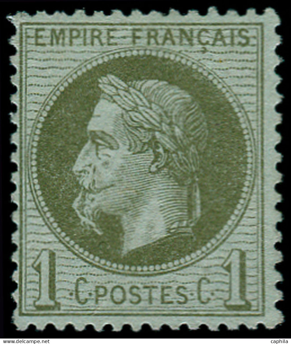 * FRANCE - Poste - 25b, "à La Cigarette", Signé Calves, Gomme Non Originale: 1c. Vert-bronze - 1863-1870 Napoleon III With Laurels