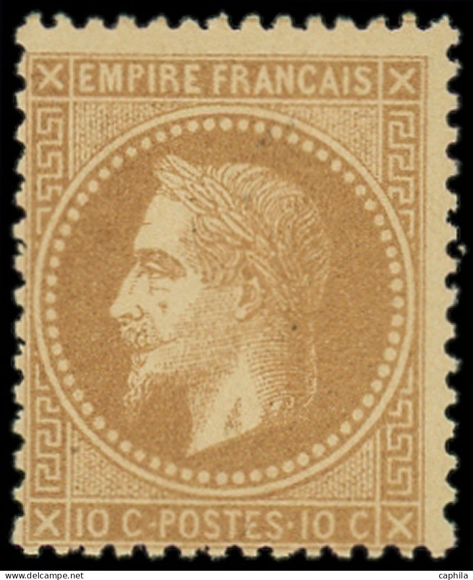 ** FRANCE - Poste - 28B, Type II, Signé Scheller: 10c. Bistre - 1863-1870 Napoleon III Gelauwerd