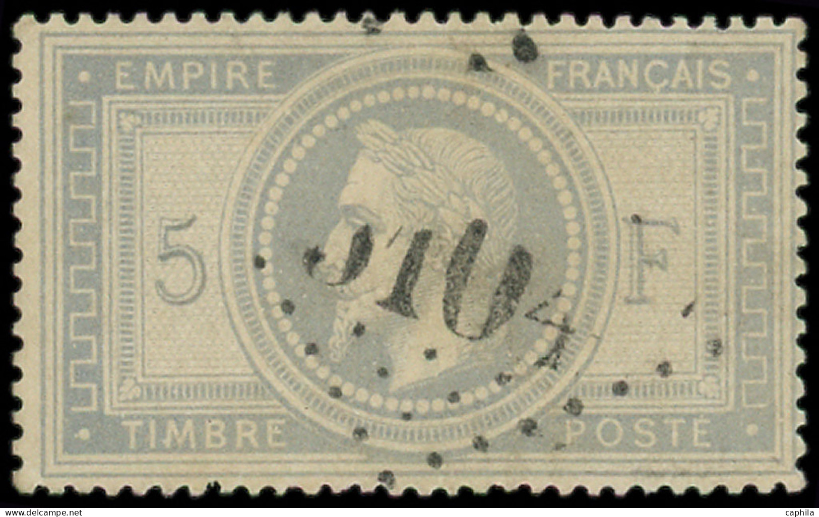 O FRANCE - Poste - 33, Oblitéré GC 5104 (Shanghaï), Signé Brun, Tb: 5f. Violet-gris - 1863-1870 Napoleone III Con Gli Allori