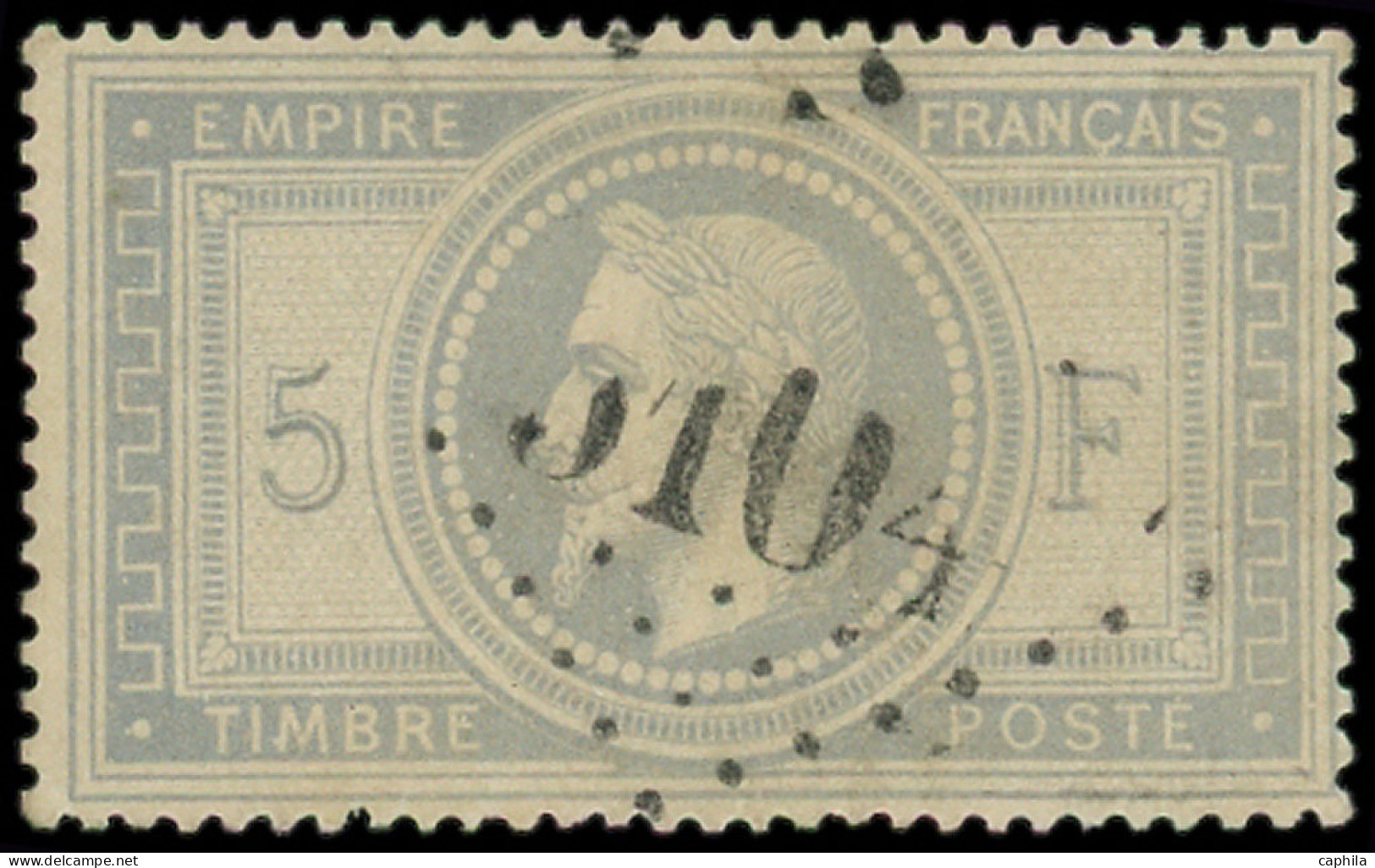 O FRANCE - Poste - 33, Oblitéré GC 5104 (Shanghaï), Signé Brun, Tb: 5f. Violet-gris - 1863-1870 Napoleon III Gelauwerd