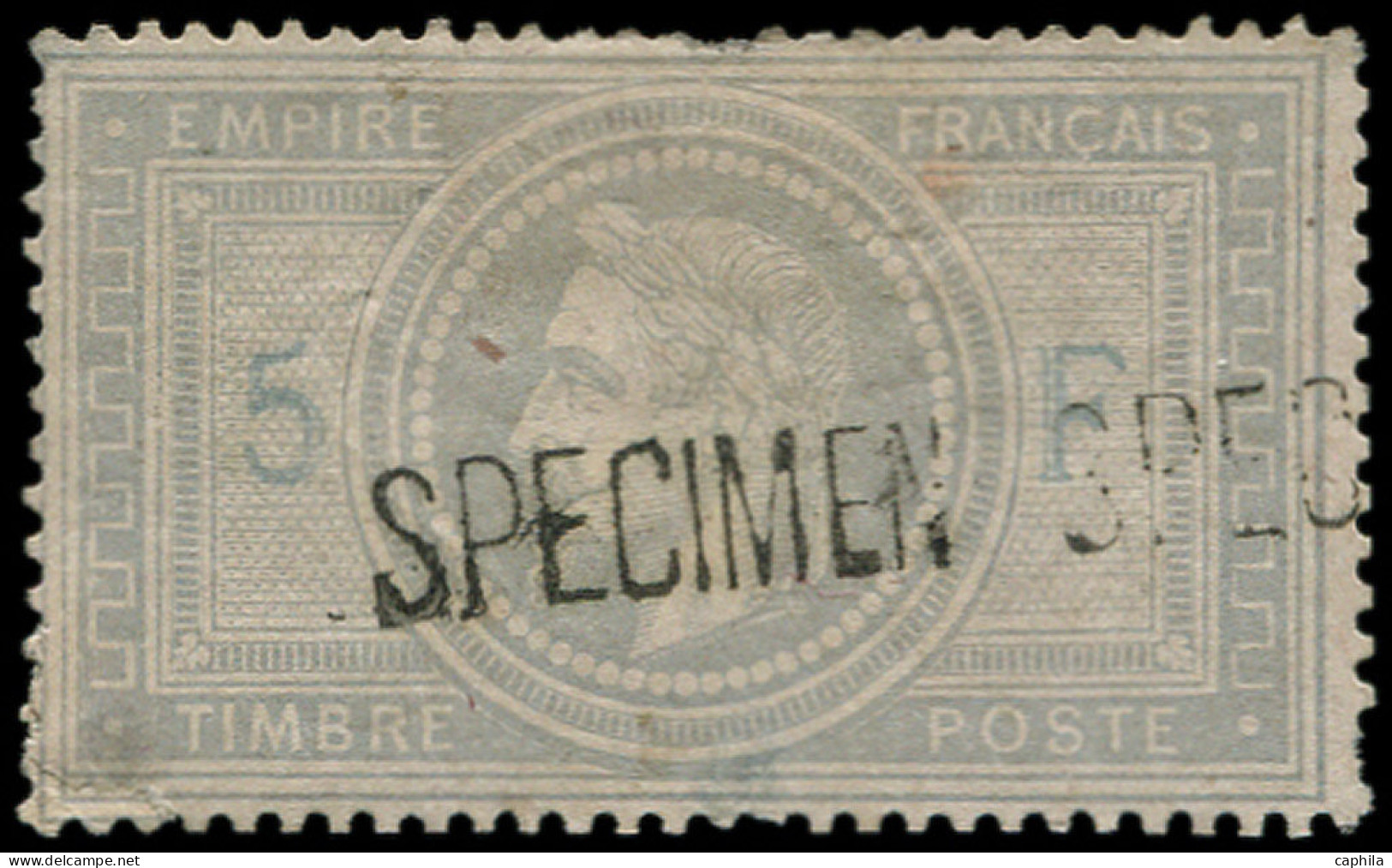 SPE FRANCE - Poste - 33h, Avec Surcharge Noire Spécimen (petits Défauts), Gommé: 5f. Napoléon - 1863-1870 Napoleon III Gelauwerd