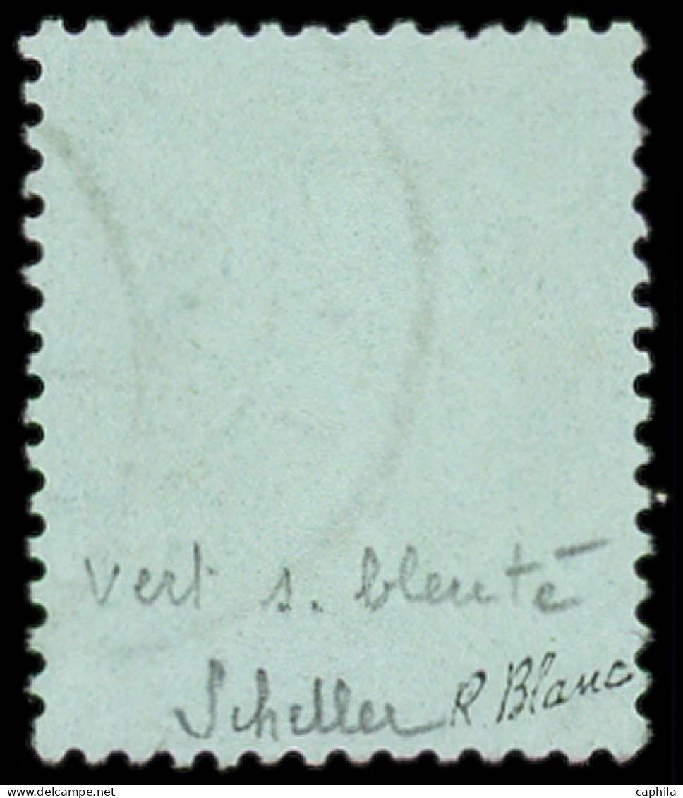 O FRANCE - Poste - 35, Oblitéré Cachet à Date, Signé Scheller: 5c. Vert Pâle Sur Bleu - 1863-1870 Napoléon III Lauré