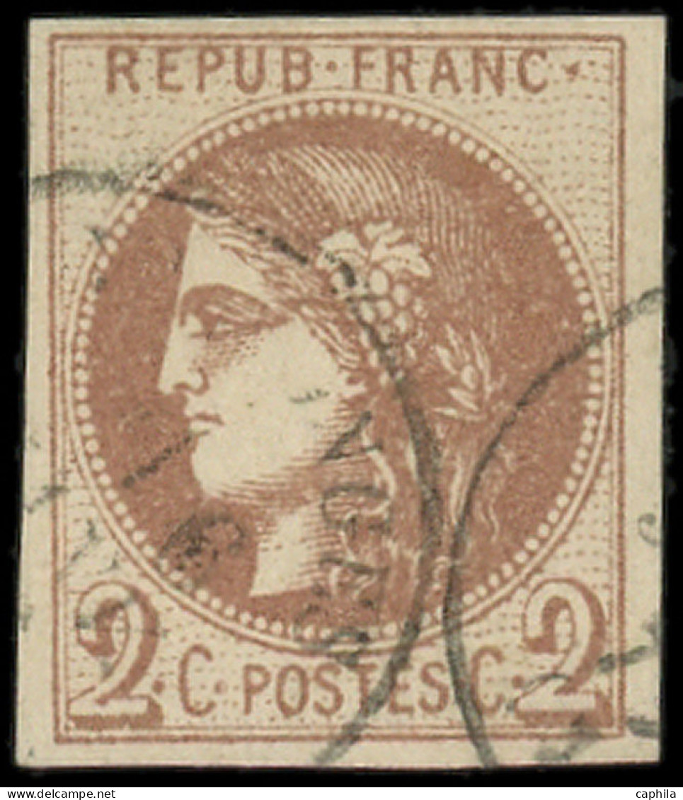 O FRANCE - Poste - 40A, Report 1, Cad, Signé Scheller, Tb: 2c. Chocolat Clair - 1870 Emission De Bordeaux