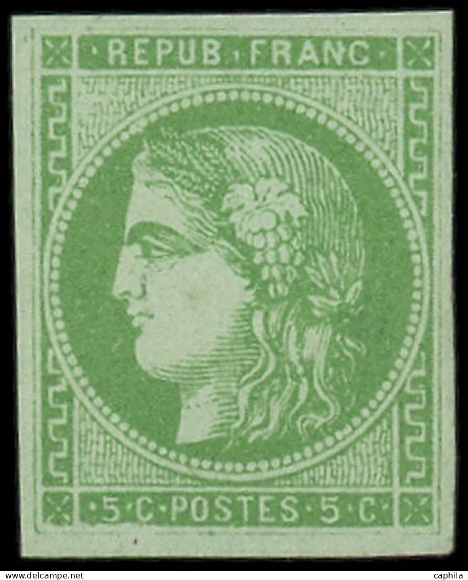 ** FRANCE - Poste - 42B, Signé Brun Et Scheller: 5c. Vert-jaune - 1870 Ausgabe Bordeaux