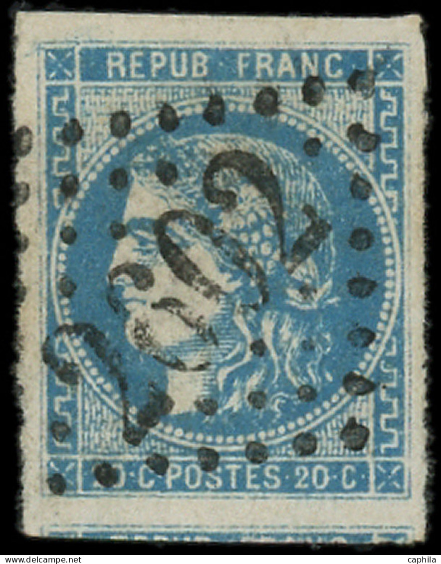 O FRANCE - Poste - 46A, Type III Report 1, Obl GC 2602: 20c. Bleu - 1870 Emisión De Bordeaux