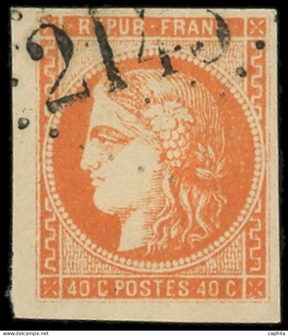 O FRANCE - Poste - 48, Obl GC, Signé Scheller: 40c. Orange - 1870 Emisión De Bordeaux