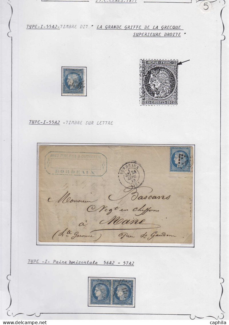 LOT FRANCE - Poste - 60, étude Sur Détachés Multiples, Lettres, Dont "grande Cassure", à étudier - 1871-1875 Ceres