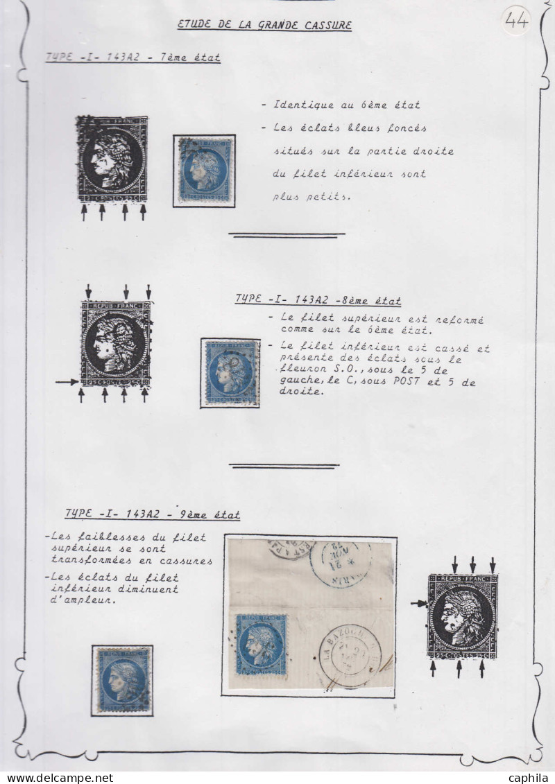 LOT FRANCE - Poste - 60, étude sur détachés multiples, lettres, dont "grande cassure", à étudier