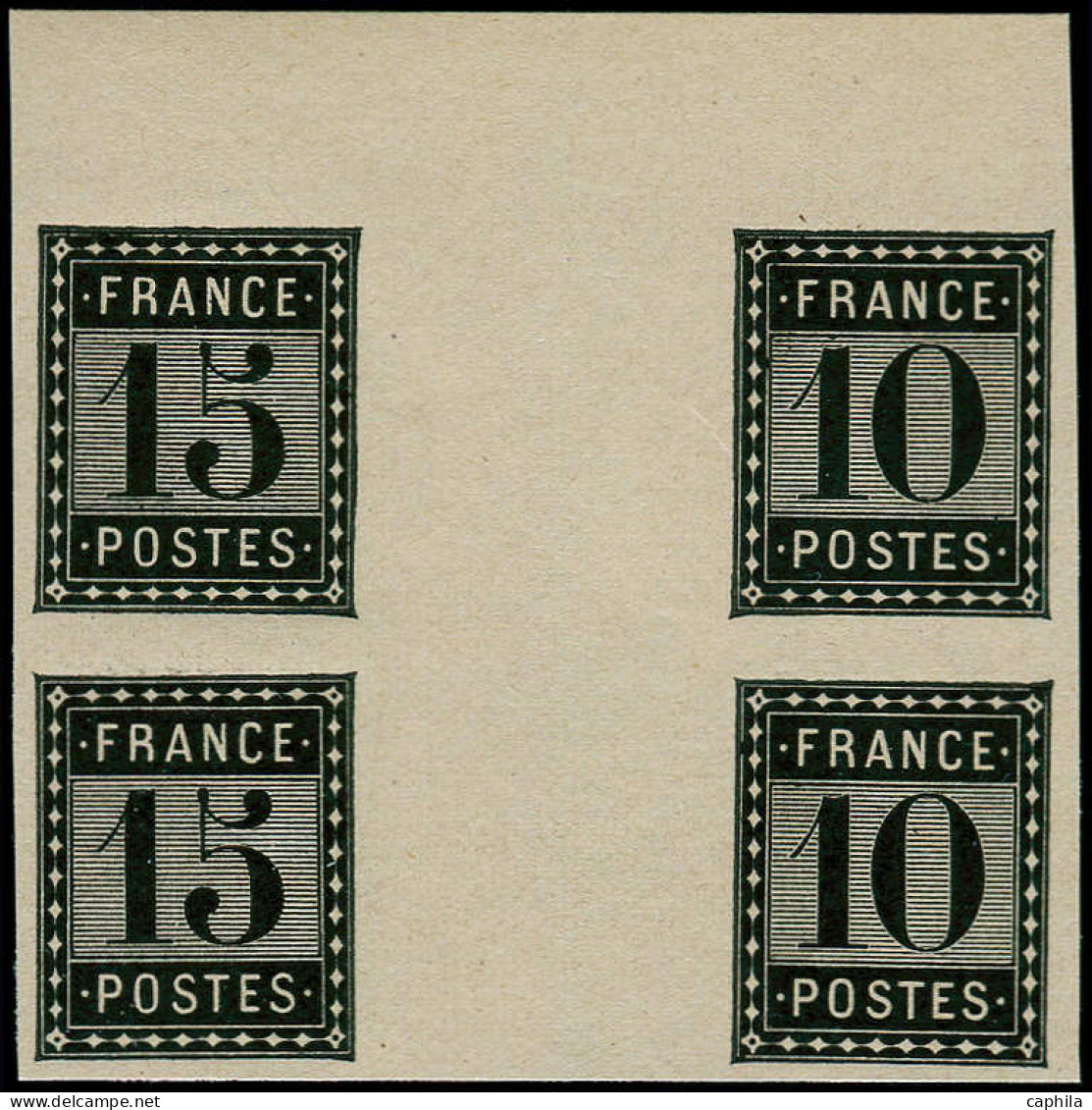 ESS FRANCE - Poste - Essai De L'Imprimerie Nationale, 2 Paires Verticales Interpanneau: 10c. Et 15c. (Spink) - 1871-1875 Ceres