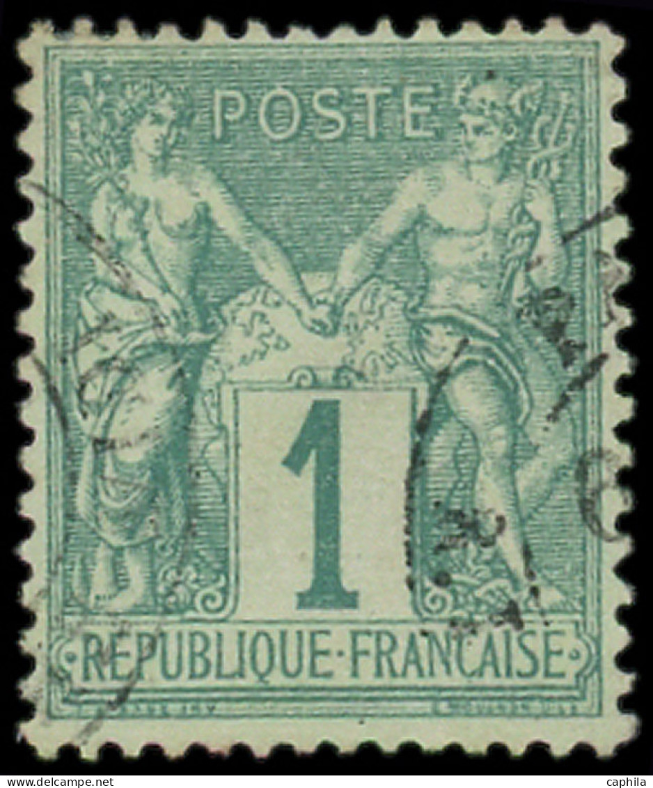 O FRANCE - Poste - 61, Type I, Bon Centrage: 1c. Vert - 1876-1878 Sage (Type I)