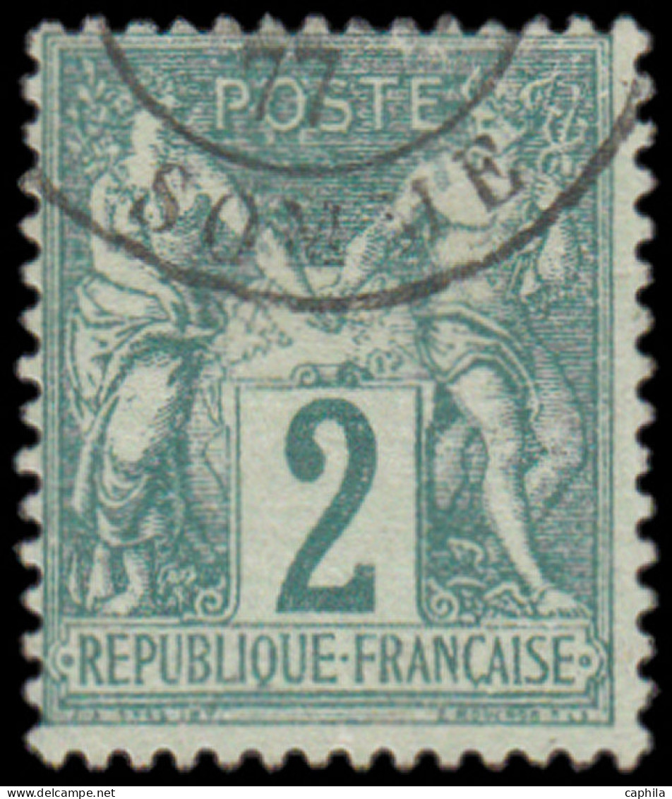 O FRANCE - Poste - 62, Bel Exemplaire, Signé: 2c. Vert Sage N/B - 1876-1878 Sage (Type I)