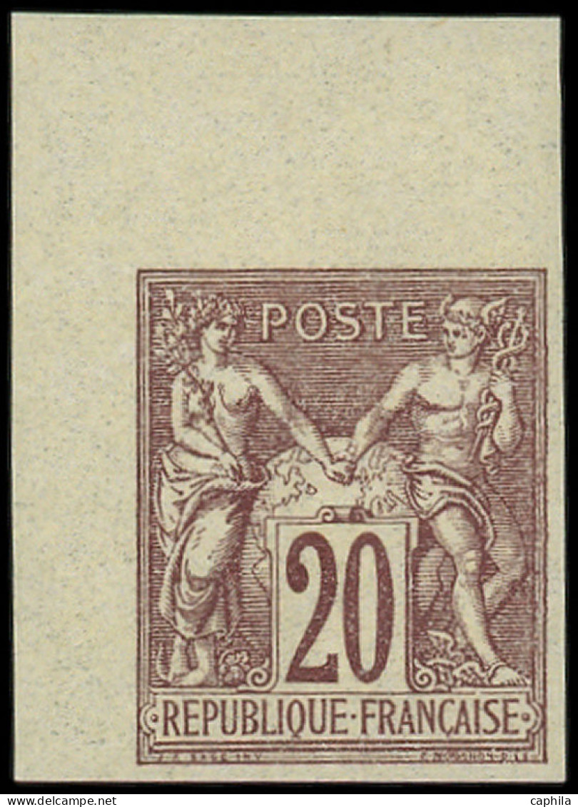 ** FRANCE - Poste - 67a, Non Dentelé, Cdf, Signé Brun, TB: 20c. Brun-lilas - 1876-1878 Sage (Typ I)