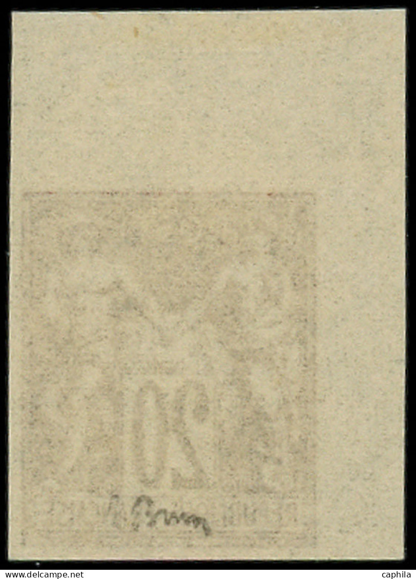 ** FRANCE - Poste - 67a, Non Dentelé, Cdf, Signé Brun, TB: 20c. Brun-lilas - 1876-1878 Sage (Tipo I)