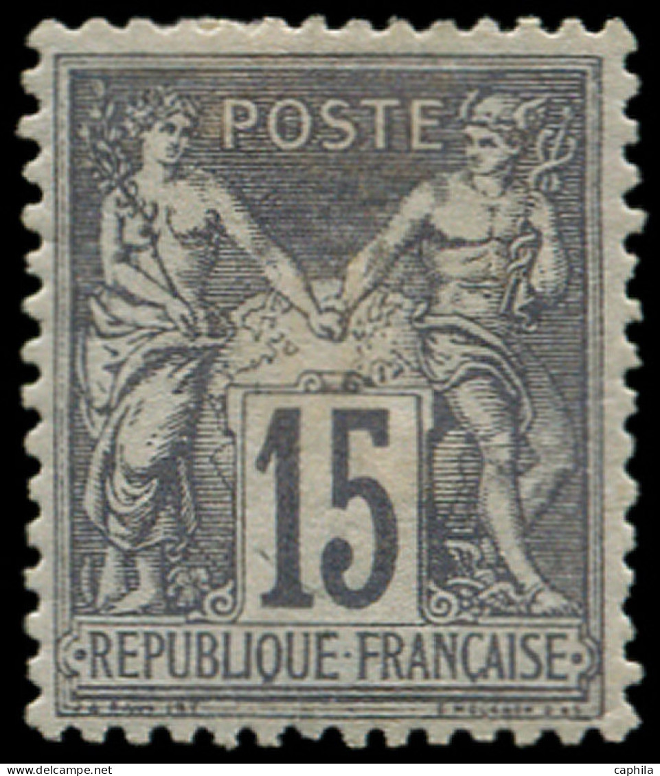 * FRANCE - Poste - 77, Signé Calves: 15c. Gris Type II - 1876-1898 Sage (Type II)