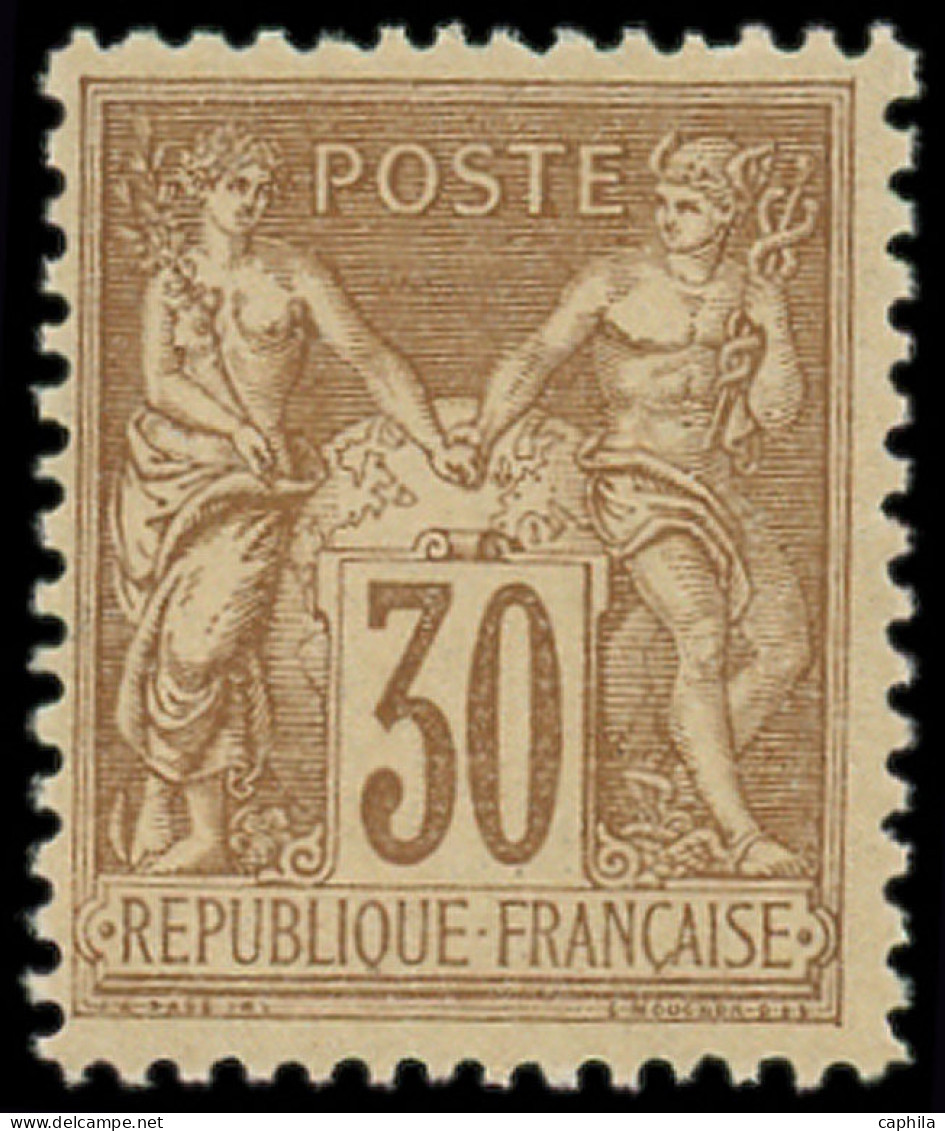 ** FRANCE - Poste - 80, Type II, Signé Scheller: 30c. Brun-jaune - 1876-1898 Sage (Tipo II)