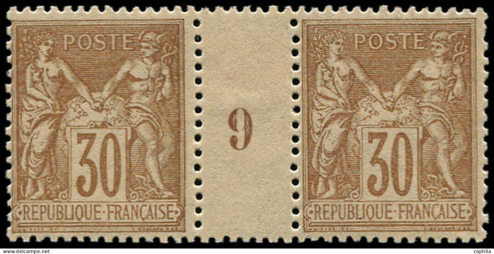 * FRANCE - Poste - 80, Paire Millésime "9", Très Frais, Bon Centrage: 30c. Sage - 1876-1898 Sage (Type II)