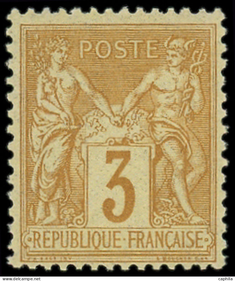 ** FRANCE - Poste - 86, Type II, Signé Scheller: 3c. Bistre-jaune - 1876-1898 Sage (Type II)