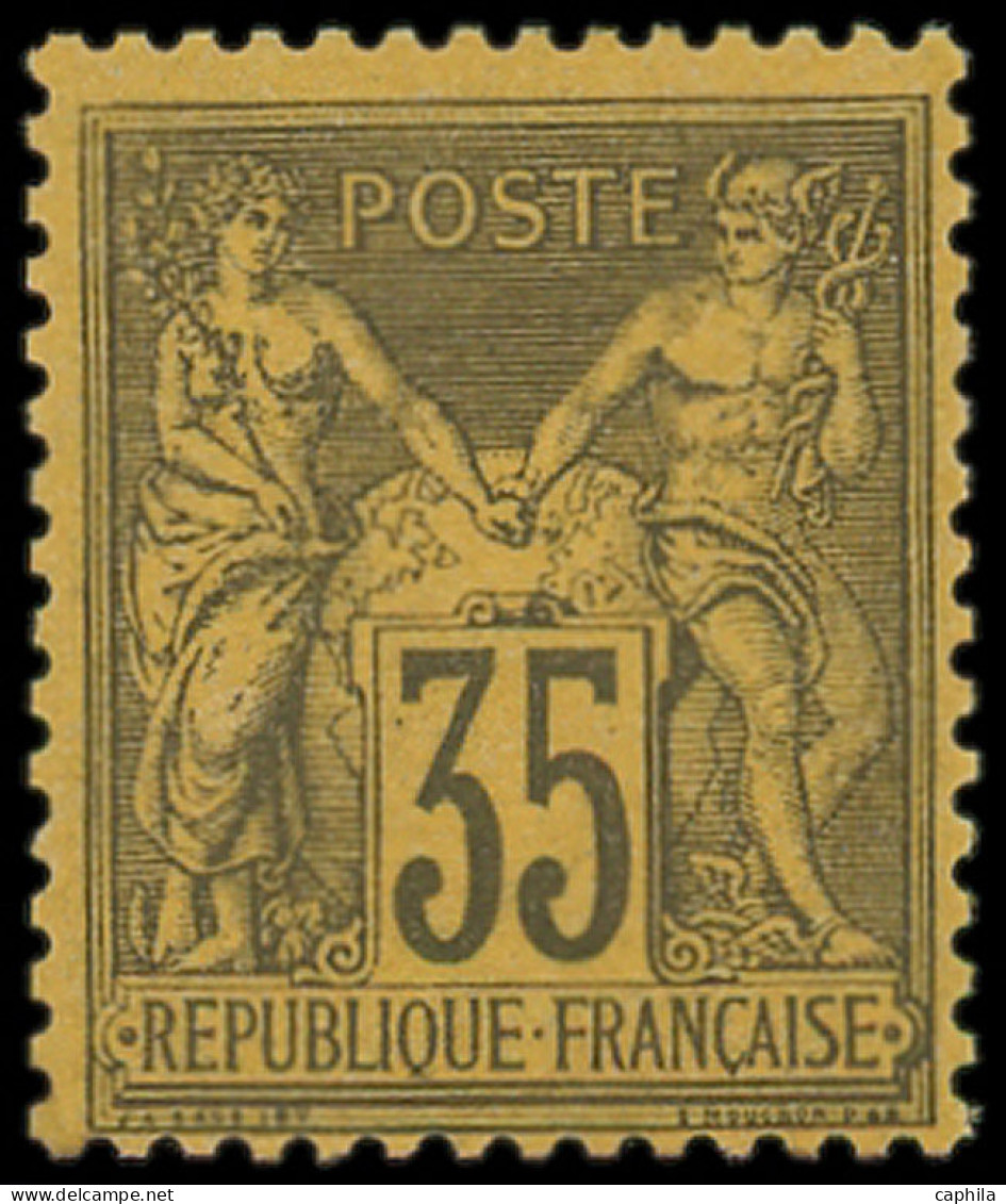 ** FRANCE - Poste - 93, Type II, Signé Scheller: 35c. Violet-noir Sur Jaune - 1876-1898 Sage (Tipo II)