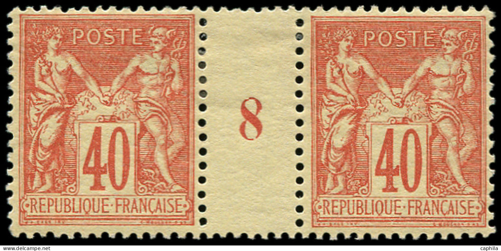 * FRANCE - Poste - 94, Paire Millésime "8": 40c. Sage Orange - 1876-1898 Sage (Type II)