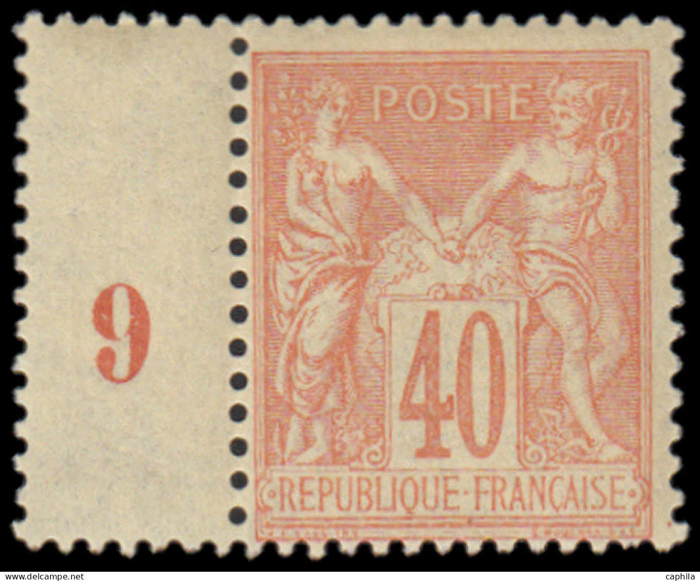 * FRANCE - Poste - 94, Millésime "9" à Gauche, Très Frais: 40c. Sage Orange - 1876-1898 Sage (Type II)