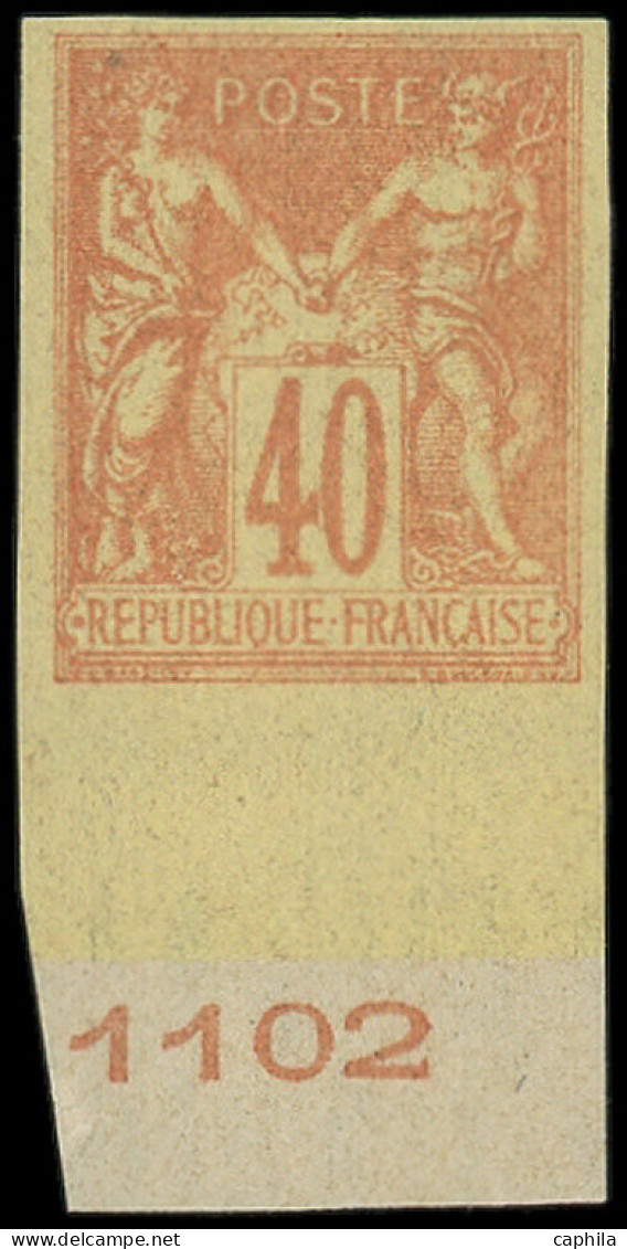 ** FRANCE - Poste - 94b, Non Dentelé, Bdf Avec N°, TB: 40c. Orange - 1876-1898 Sage (Tipo II)