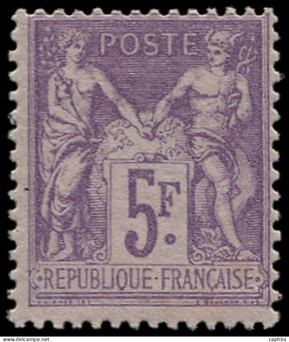 * FRANCE - Poste - 95, Quasiment **, Charnière Invisible (légers Points Jaunes): 5f. Violet - 1876-1898 Sage (Tipo II)