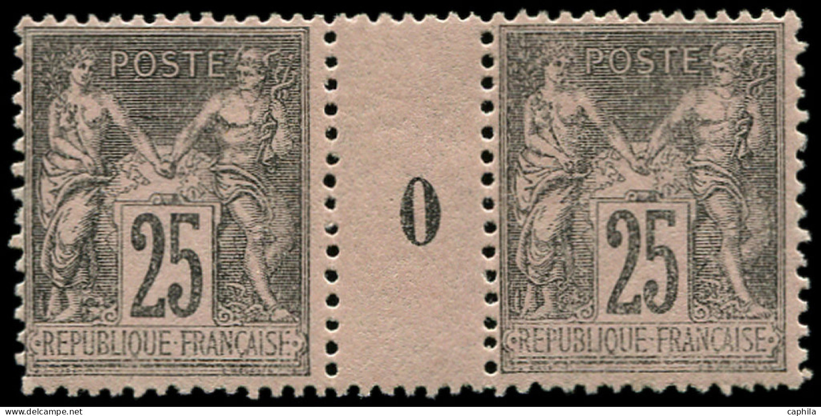 ** FRANCE - Poste - 97, Paire Millésime "0" (millésime *): 25c. Sage - 1876-1898 Sage (Tipo II)