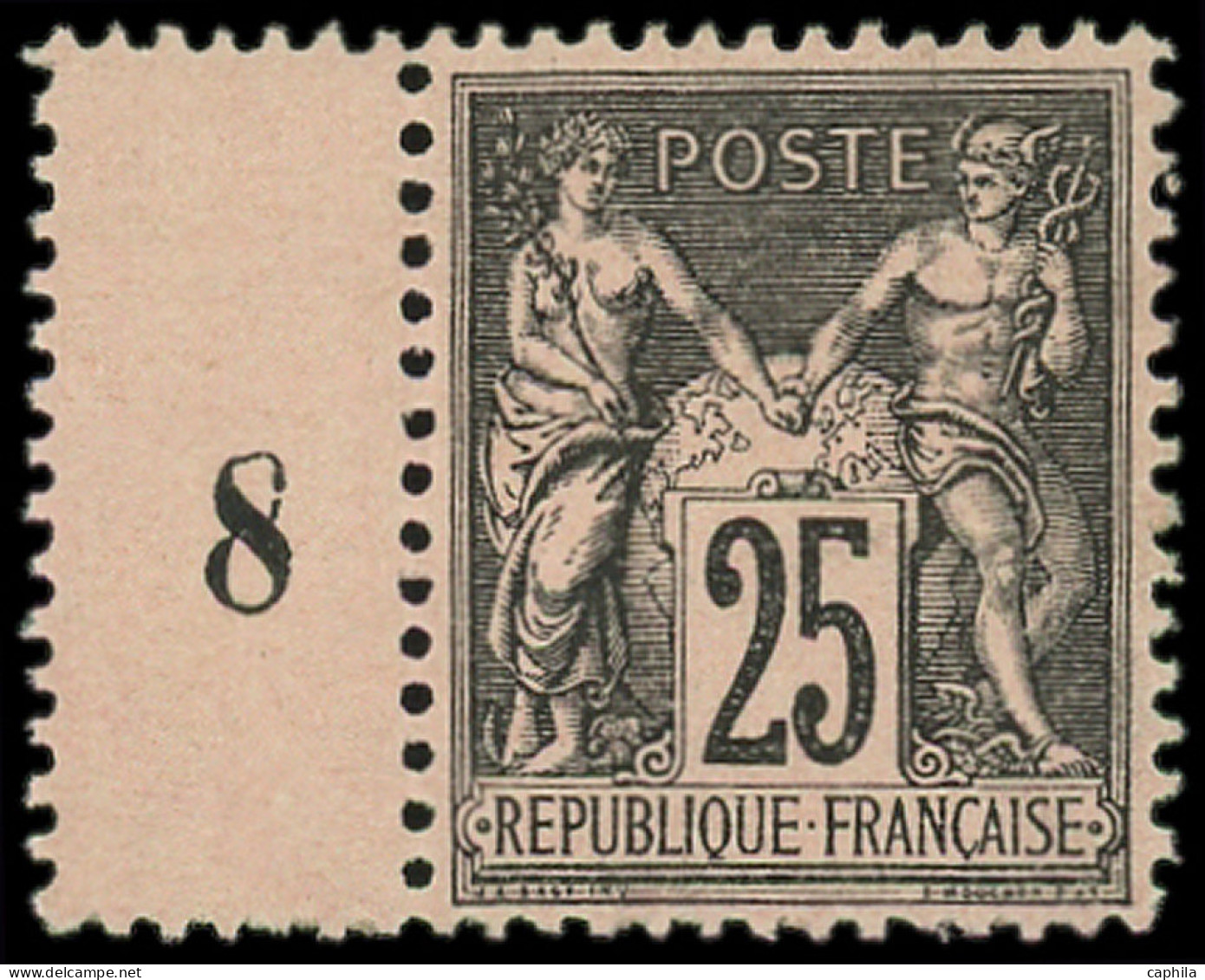 ** FRANCE - Poste - 97, Type II, Signé, Avec Millésime 8, Tb Centrage: 25c. Noir Sur Rose - 1876-1898 Sage (Type II)