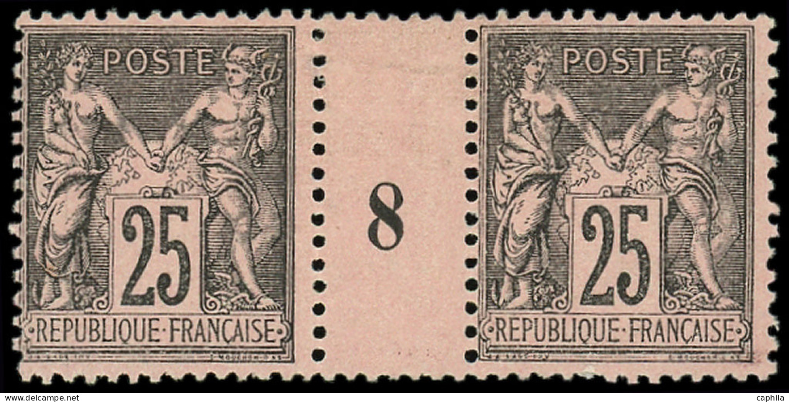 * FRANCE - Poste - 97, Paire Millésime "8": 25c. Noir S. Rose - Millesimes