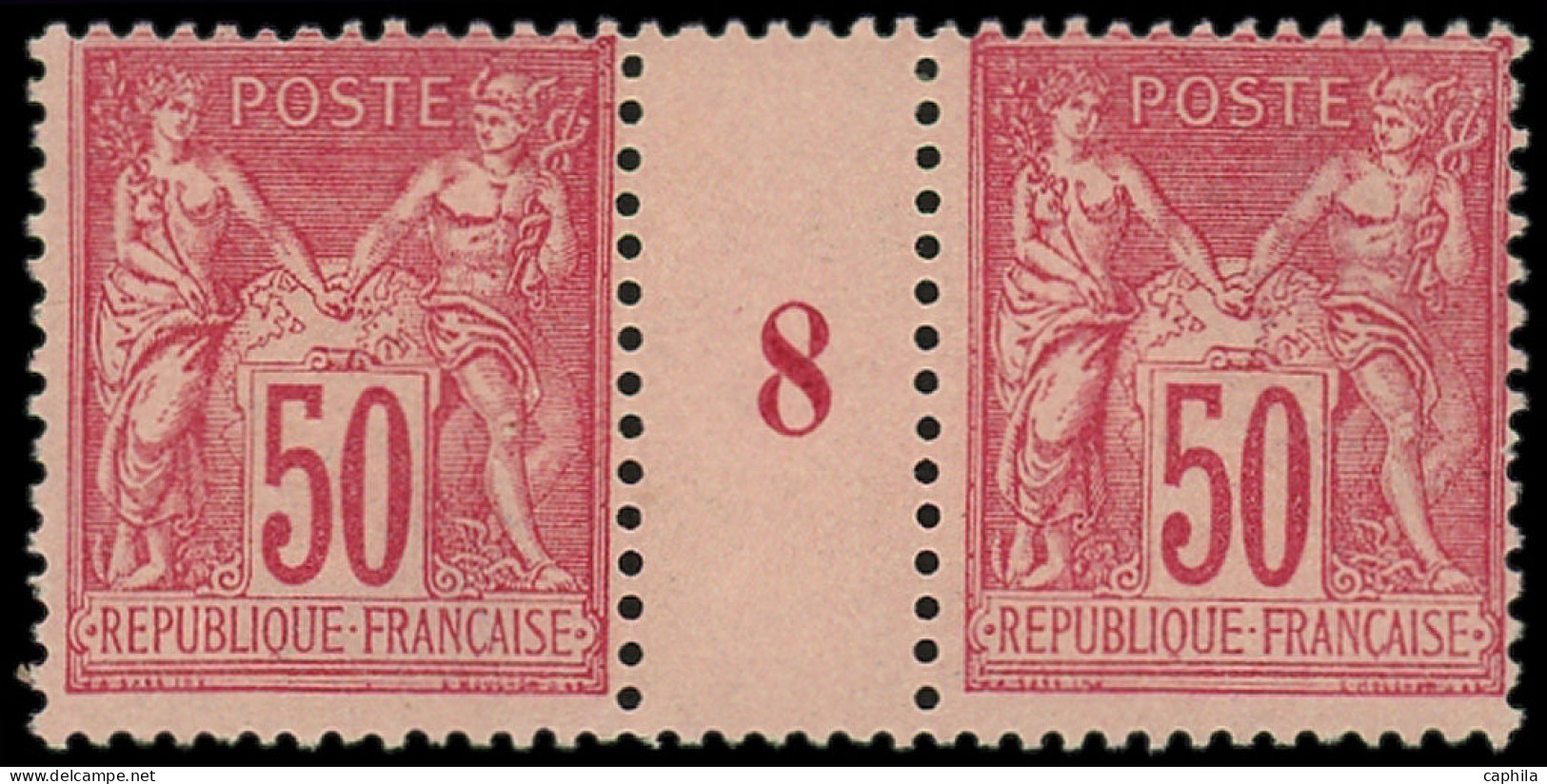 * FRANCE - Poste - 98, Paire Millésime "8": 50c. Rose - 1876-1898 Sage (Type II)