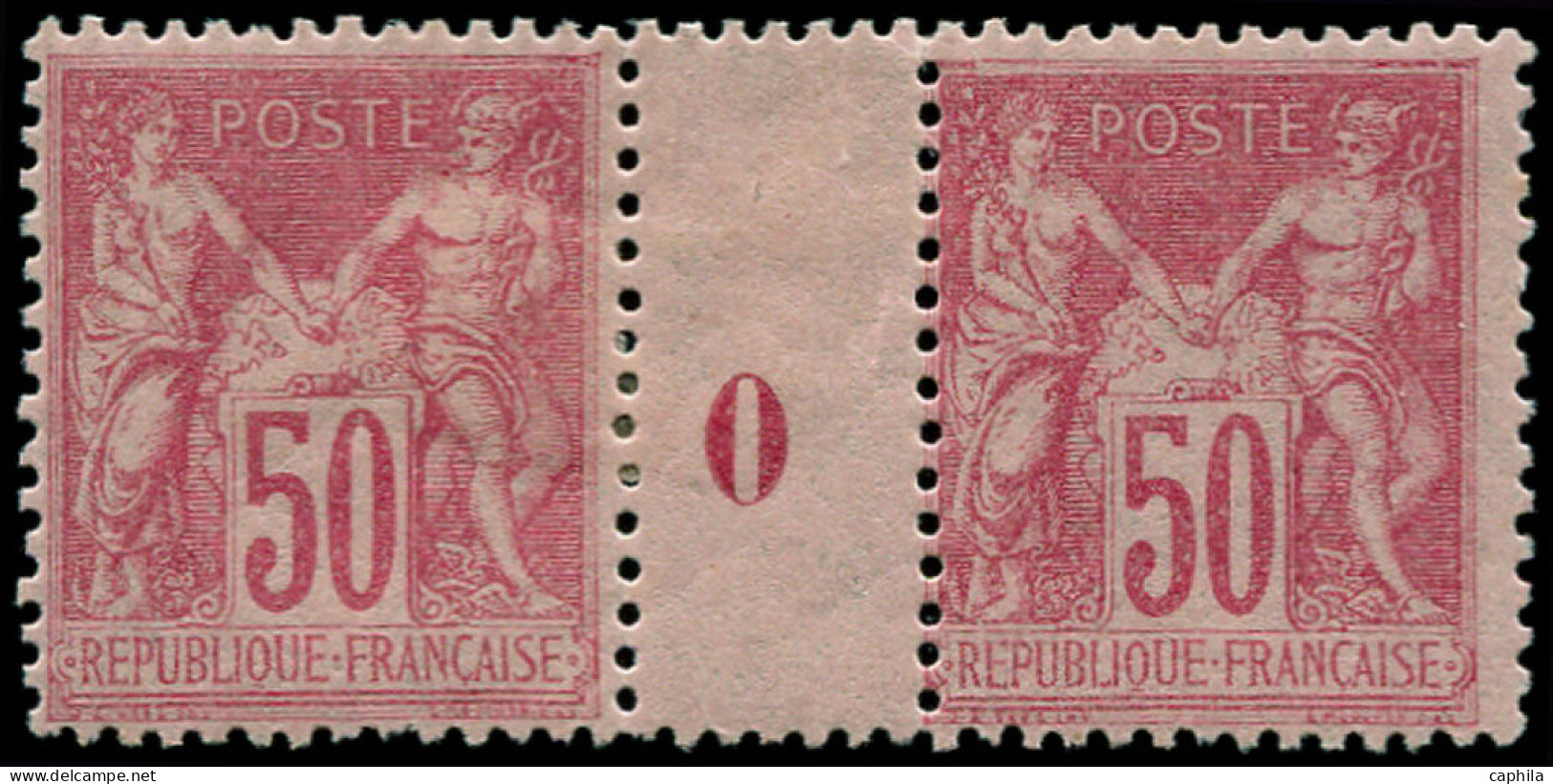 * FRANCE - Poste - 104, Paire Millésime "0" (1 Exemplaire  **), Très Frais: 50c. Rose Type III - 1898-1900 Sage (Type III)