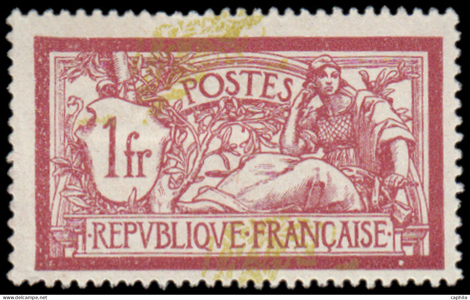 * FRANCE - Poste - 121, Fond Jaune Très Déplacé, à Cheval: 1f. Merson - Unused Stamps