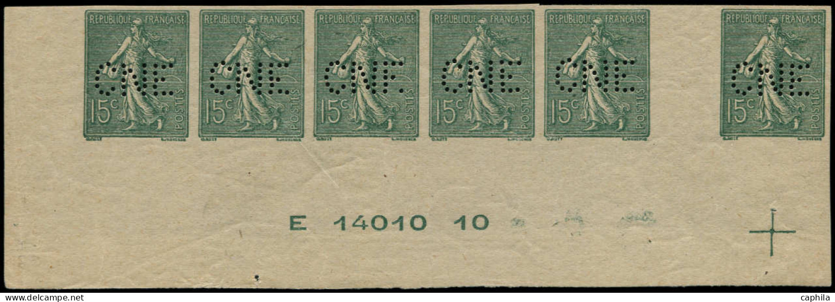 ** FRANCE - Poste - 130g, Bande De 6 Non Dentelée, Avec N° De Feuille, Perforés "CNE" (Comptoir National D'Epargne) - Unused Stamps