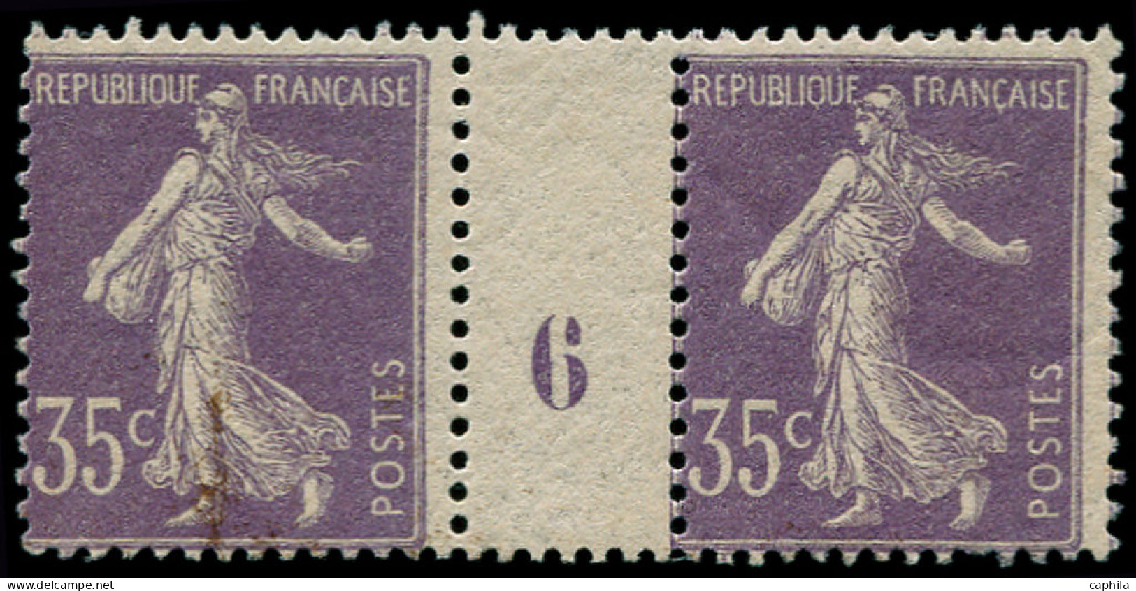 * FRANCE - Poste - 136, Paire Millésime "6": 35c. Semeuse Violet Type II - Neufs