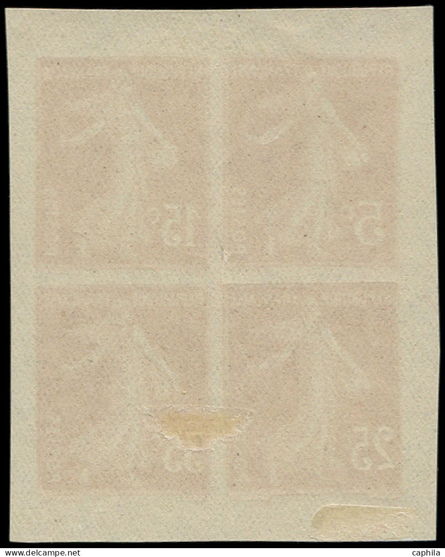 * FRANCE - Poste - 137+140+142+189, Petit Feuillet Collectif En Rose Non Dentelé (Projet Pexip), Certificat Roumet - Unused Stamps