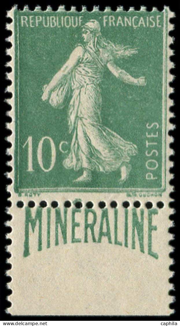 ** FRANCE - Poste - 188A, Avec Bandelette "Minéraline" En Bas: 10c. Semeuse Vert - Unused Stamps