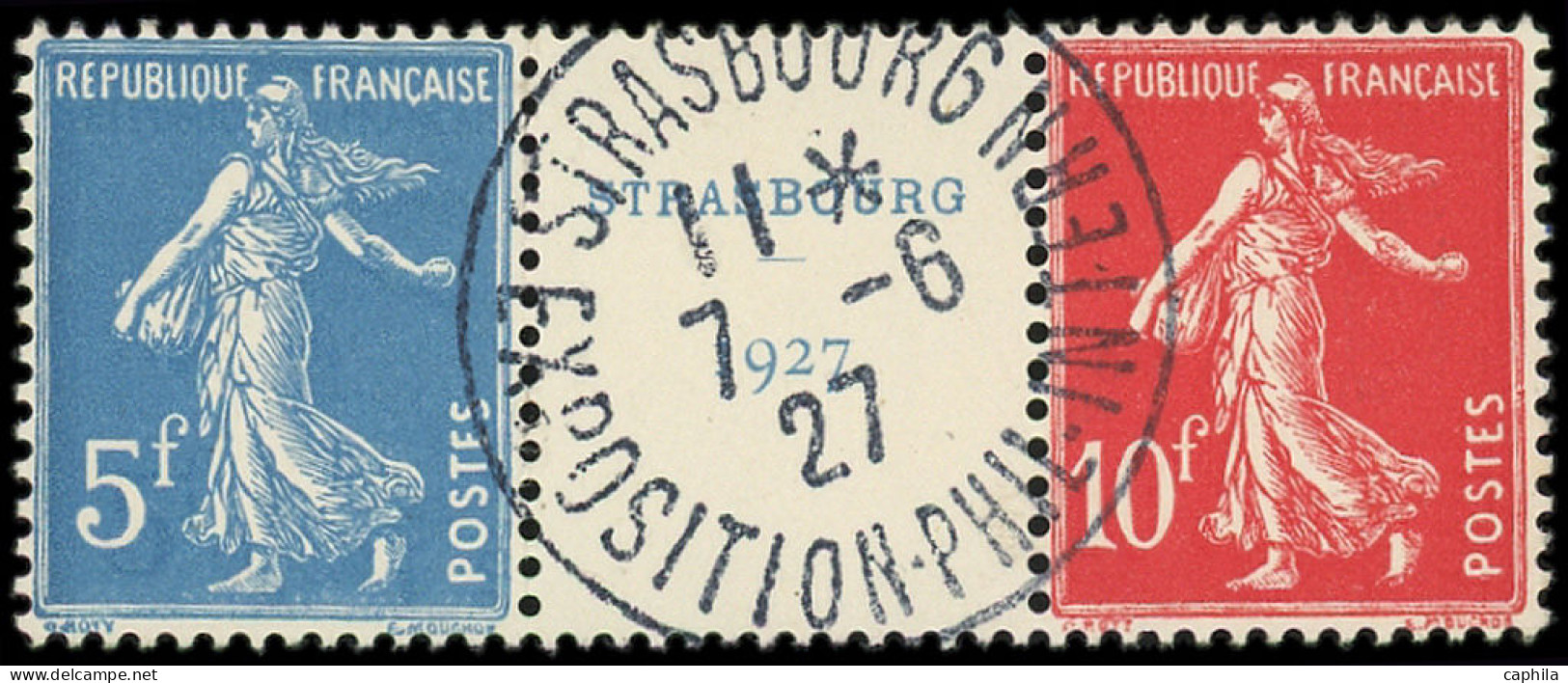 O FRANCE - Poste - 242A, Paire Avec Intervalle, Oblitération Fausse: Expo De Strasbourg - Used Stamps