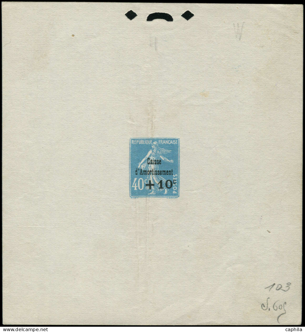 EPA FRANCE - Poste - 246, Non émis, épreuve D'artiste En Bleu, Surcharge Noire (W 4-S 605-103): 40+10c. Semeuse CA (Spin - Ungebraucht