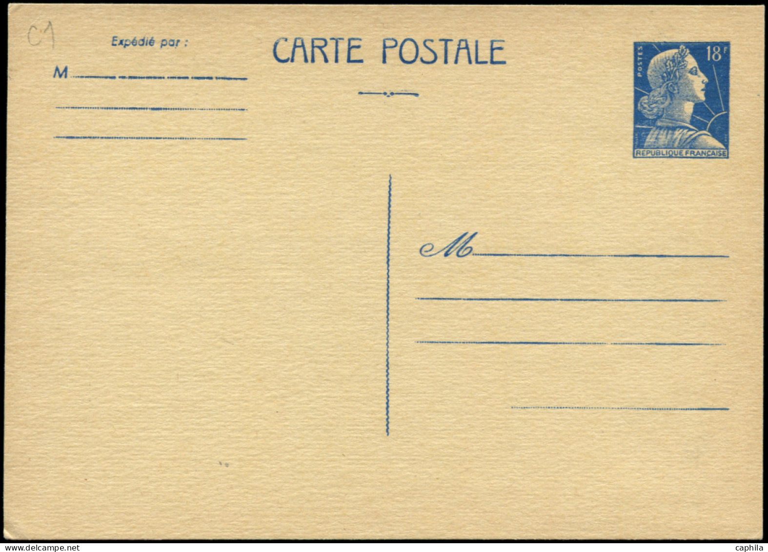 N FRANCE - Entiers Postaux - 1011A - Cp1, 18f. Muller Bleu (Storch C 1) - Autres & Non Classés