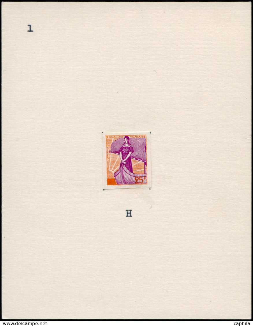 EPA FRANCE - Epreuves D'Artiste - 1216, épreuve En Orange Et Violet, Annotée "H": 25f. Marianne à La Nef - Artist Proofs